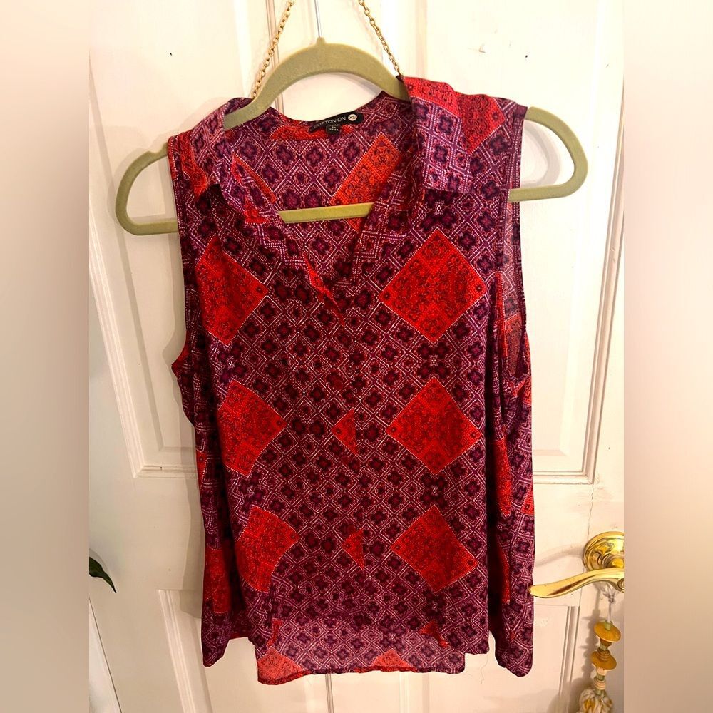 sleeveless boho blouse with red/maroon print by Cotton On